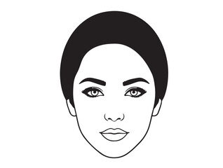 Girl outline face beauty of front look in silhouette.