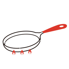 フライパンと火の調理イラスト素材