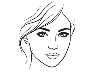Girls face outline look three style in silhouette.