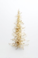 Elegant gold Christmas tree design featuring intricate, flowing
