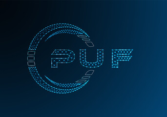 PUF low poly letter logo vector design. PUF lower poly logo design. Low poly logo.
