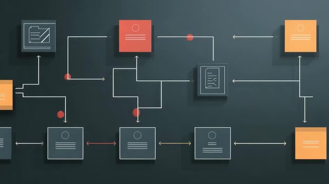 A diagram of a process with a red arrow pointing to the right. The diagram is made up of squares. Minimal conceptual Medicaid approval process flow chart, muted corporate tone