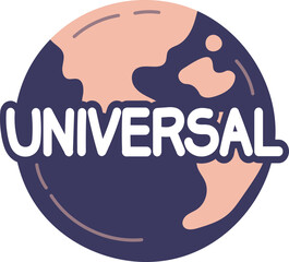 Stylized illustration of planet Earth with the word 