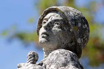 War memorial with Italian flag in Sant’Angelo in Grotte, Molise, Italy