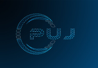 PUJ low poly letter logo vector design. PUJ lower poly logo design. Low poly logo.