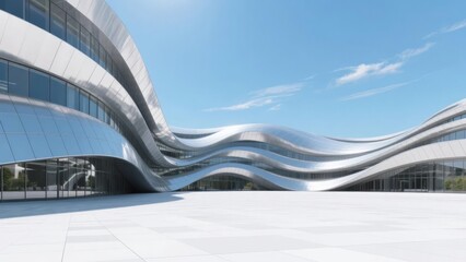 Modern Wavy Architecture with Reflective Glass Facade