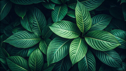 Naklejka premium Featuring a dense arrangement of large, lush Colorful leaves.