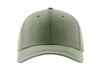 Front view of a light olive-green baseball cap.  The cap has a smooth, slightly textured surface and a curved bill