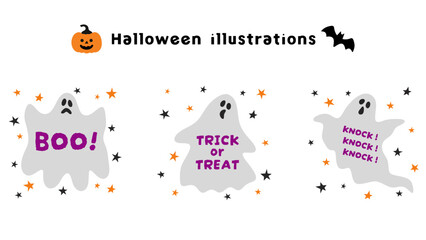 Halloween-27　ハロウィンのイラスト素材。あしらいセット