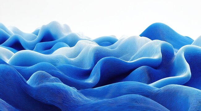 Abstract wavy blue landscape.  Soft, flowing lines in shades of blue create a textured, undulating surface, resembling a vast, ethereal landscape