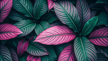 Featuring a dense arrangement of large, lush Colorful leaves.