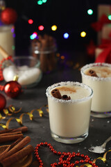 Two glasses with traditional Puerto Rico cocktail Coquito