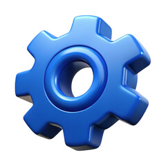3d rendered blue gear icon isolated on black background for technology concepts