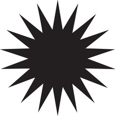 Silhouette vector of spiky circular burst, radiating sharp points in dynamic abstract design.