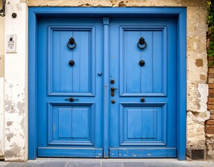 Old blue door of a house
