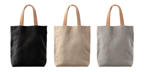 Three simple tote bags in various colors