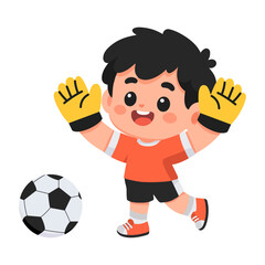Cartoon Goalkeeper with Soccer Ball Illustration