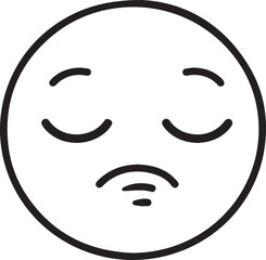 Fototapeta premium Bored or Tired Emoji Face with Closed Eyes and Downturned Mouth Outline weary