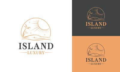 Luxury Island Car Travel Logo Design Trip vacation Graphic Vector