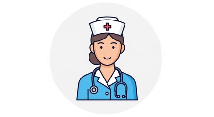 Cartoon Nurse Portrait with Stethoscope and Uniform