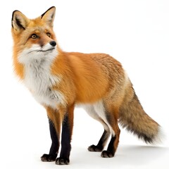 Fototapeta premium Red fox standing on plain white background
