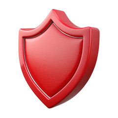 A glossy red shield icon representing protection security and digital safety concept