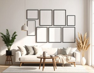Mock up for panoramic photo presentation, photorealistic design with furniture