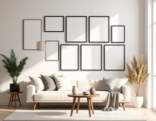 Mock up for panoramic photo presentation, photorealistic design with furniture