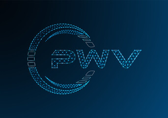 PWV low poly letter logo vector design. PWV lower poly logo design. Low poly logo.