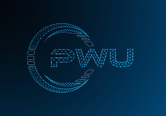 PWU low poly letter logo vector design. PWU lower poly logo design. Low poly logo.