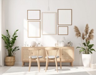 Mock up for panoramic photo presentation, photorealistic design with furniture