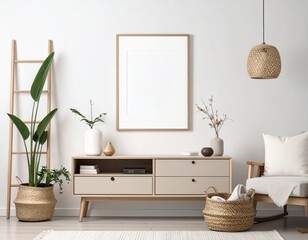 Mock up for panoramic photo presentation, photorealistic design with furniture