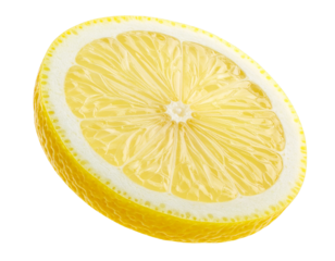 Realistic Lemon Slice with Detailed Pith and Peel, Transparent PNG