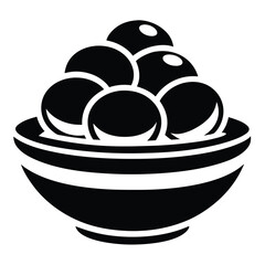 vector illustration of a bowl of  a mini pancakes in a bowl 