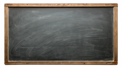 Vintage chalkboard with wooden frame, a classic tool for education and learning, isolated on transparent background