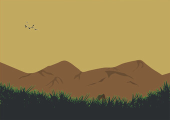 Naklejka premium Mountain range landscape illustration Minimalist style Vector 