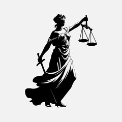 Justice Scales Simple Silhouette Flat Vintage Style Retro Black Icon Symbol, Lady Justice Concept And Goddess Perched  Justice Scales Clip Vector Art Clothing