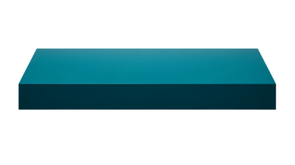 Elegant teal platform for product display against a seamless transparent surrounding field