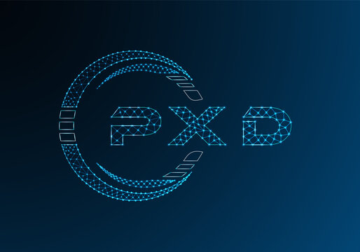 PXD low poly letter logo vector design. PXD lower poly logo design. Low poly logo.