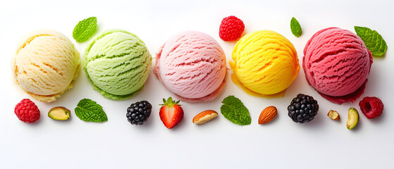 vibrant ice cream scoops