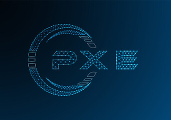 PXE low poly letter logo vector design. PXE lower poly logo design. Low poly logo.