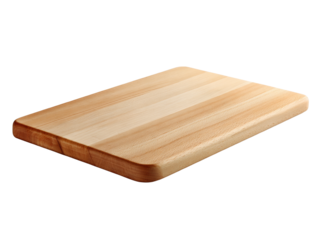 Isolated wooden cutting board presents a clean and functional kitchen tool product showcase studio