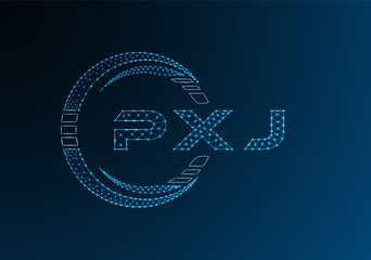 PXJ low poly letter logo vector design. PXJ lower poly logo design. Low poly logo.