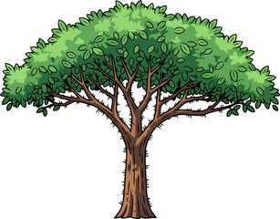 Fototapeta premium a mighty spiny acacia tree resilience, strength, and life in the african savanna, isolated on transparent background