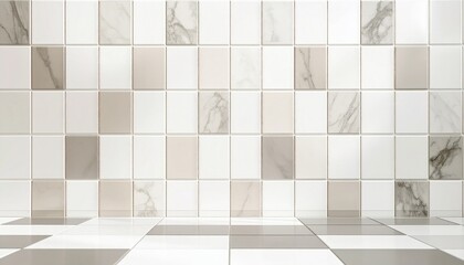Minimalist marble wall and floor tiles in neutral tones