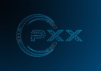 PXX low poly letter logo vector design. PXX lower poly logo design. Low poly logo.