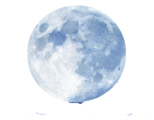 Artistic Watercolor Moon with Blue and Gray Shades, Isolated on White