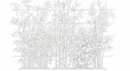 Obraz premium Elegant bamboo grove illustration with grayscale simplicity and fine linework