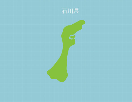 手描きのゆるい石川県の地図背景イラスト
