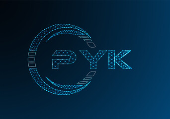PYK low poly letter logo vector design. PYK lower poly logo design. Low poly logo.
